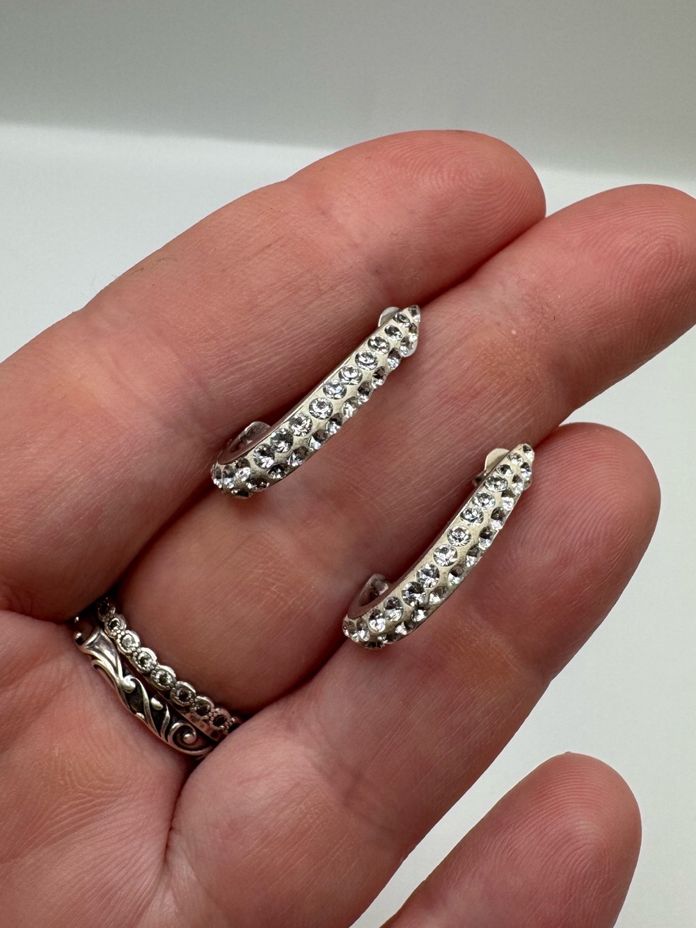 Vintage AU Sterling Silver J Hoop Earrings